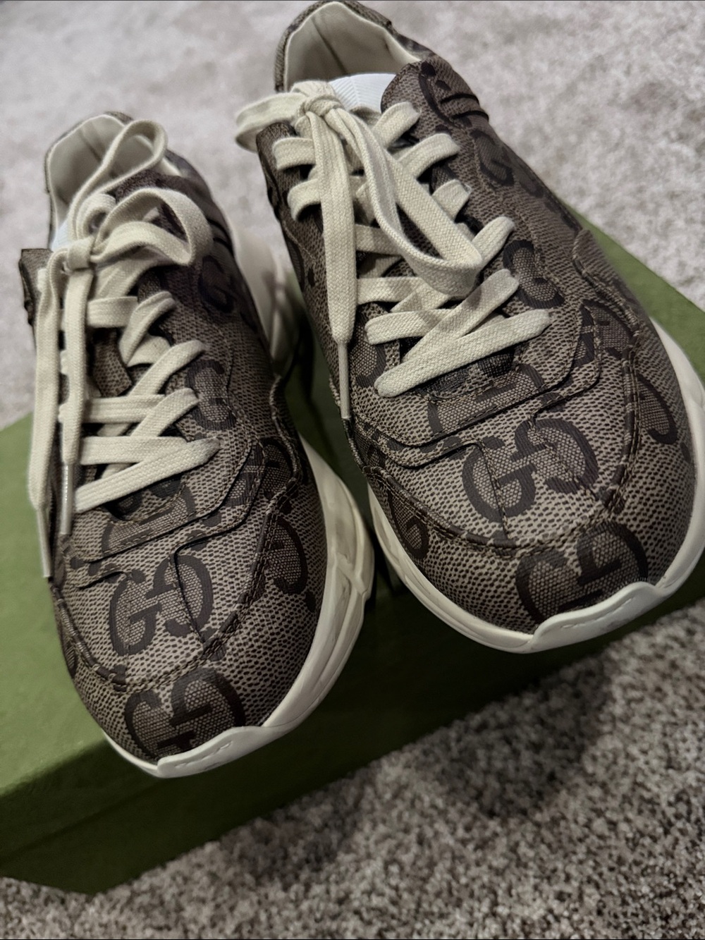 Gucci Brown GG Canvas Logo Sneakers with Cream Laces - Marco GG Supreme 80